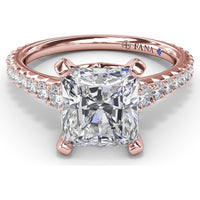 Engagement Ring Setting with Graduated Pavé Shank and Hidden Diamond Accent by Fana - 0.73 Carat Total Diamond Weight