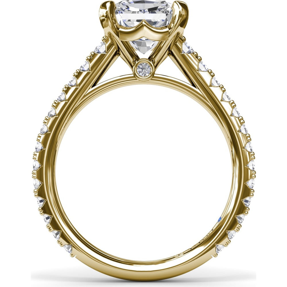 Engagement Ring Setting with Graduated Pavé Shank and Hidden Diamond Accent by Fana - 0.73 Carat Total Diamond Weight