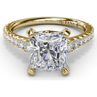 Engagement Ring Setting with Graduated Pavé Shank and Hidden Diamond Accent by Fana - 0.73 Carat Total Diamond Weight