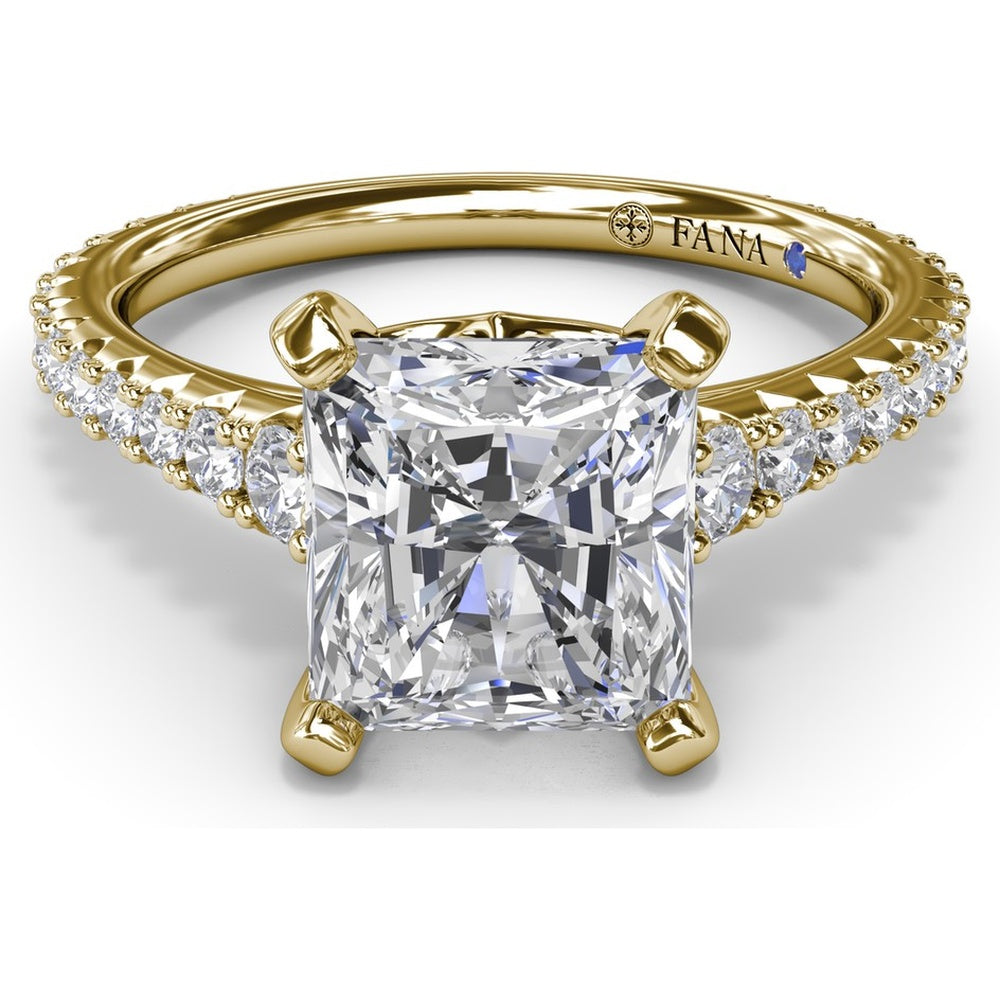 Engagement Ring Setting with Graduated Pavé Shank and Hidden Diamond Accent by Fana - 0.73 Carat Total Diamond Weight