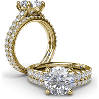 Engagement Ring Setting with Graduated Pavé Shank and Hidden Diamond Accent by Fana - 0.73 Carat Total Diamond Weight