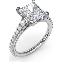 Engagement Ring Setting with Graduated Pavé Shank and Hidden Diamond Accent by Fana - 0.73 Carat Total Diamond Weight