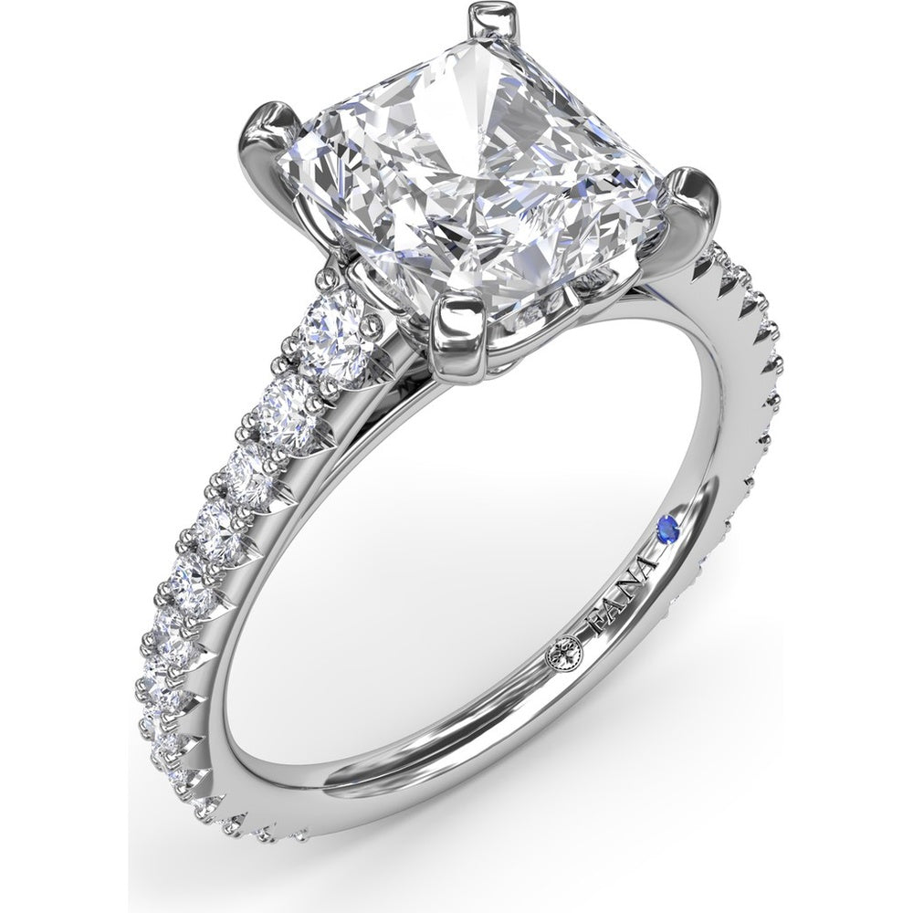 Engagement Ring Setting with Graduated Pavé Shank and Hidden Diamond Accent by Fana - 0.73 Carat Total Diamond Weight