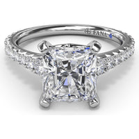 Engagement Ring Setting with Graduated Pavé Shank and Hidden Diamond Accent by Fana - 0.73 Carat Total Diamond Weight