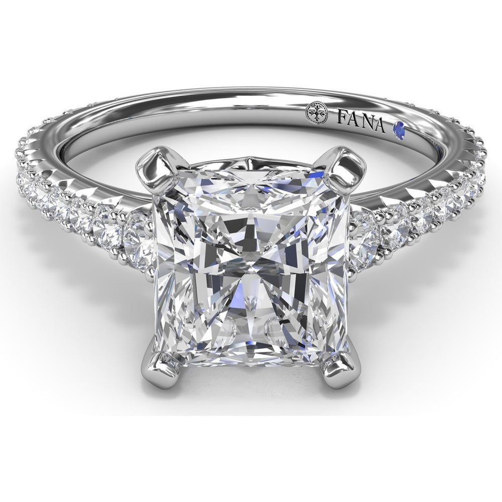 Engagement Ring Setting with Graduated Pavé Shank and Hidden Diamond Accent by Fana - 0.73 Carat Total Diamond Weight