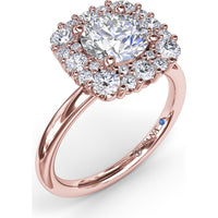 Engagement Ring Setting with Graduated Round Diamond Halo by Fana - 0.64 Carat Total Diamond Weight