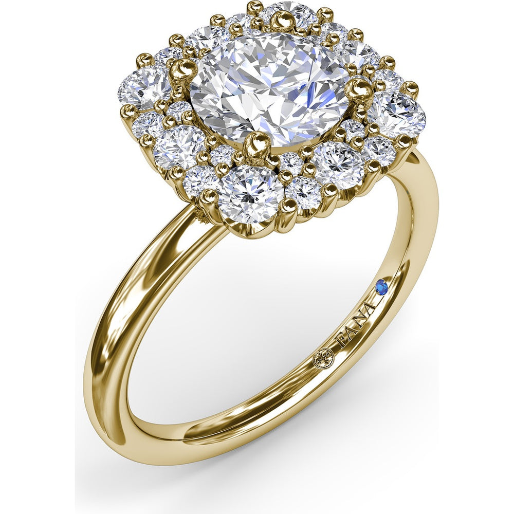 Engagement Ring Setting with Graduated Round Diamond Halo by Fana - 0.64 Carat Total Diamond Weight
