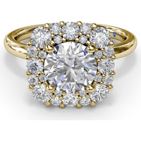 Engagement Ring Setting with Graduated Round Diamond Halo by Fana - 0.64 Carat Total Diamond Weight