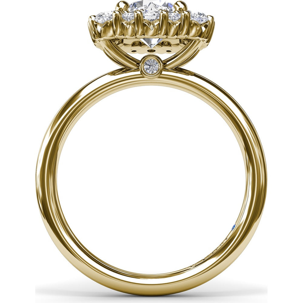 Engagement Ring Setting with Graduated Round Diamond Halo by Fana - 0.64 Carat Total Diamond Weight