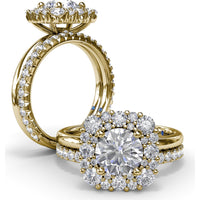 Engagement Ring Setting with Graduated Round Diamond Halo by Fana - 0.64 Carat Total Diamond Weight