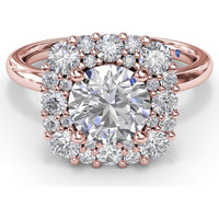 Engagement Ring Setting with Graduated Round Diamond Halo by Fana - 0.64 Carat Total Diamond Weight