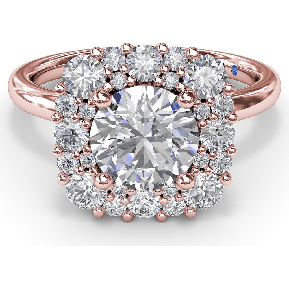 Engagement Ring Setting with Graduated Round Diamond Halo by Fana - 0.64 Carat Total Diamond Weight