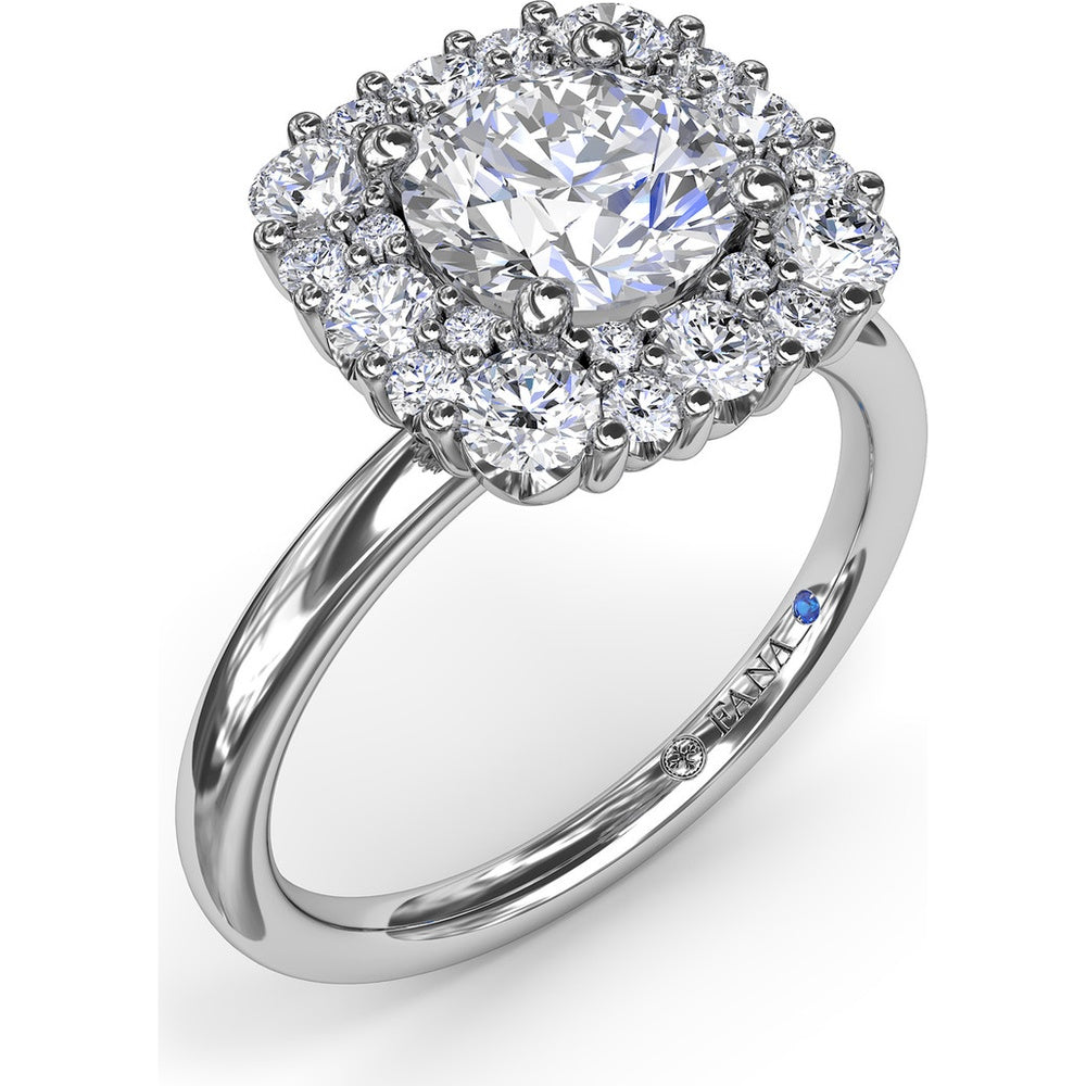 Engagement Ring Setting with Graduated Round Diamond Halo by Fana - 0.64 Carat Total Diamond Weight