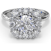 Engagement Ring Setting with Graduated Round Diamond Halo by Fana - 0.64 Carat Total Diamond Weight