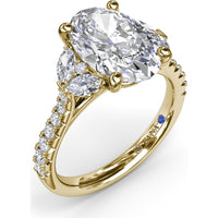 Engagement Ring Setting with Half-Moon Shaped Marquise and Round Diamond Accents by Fana - 0.67 Carat Total Diamond Weight