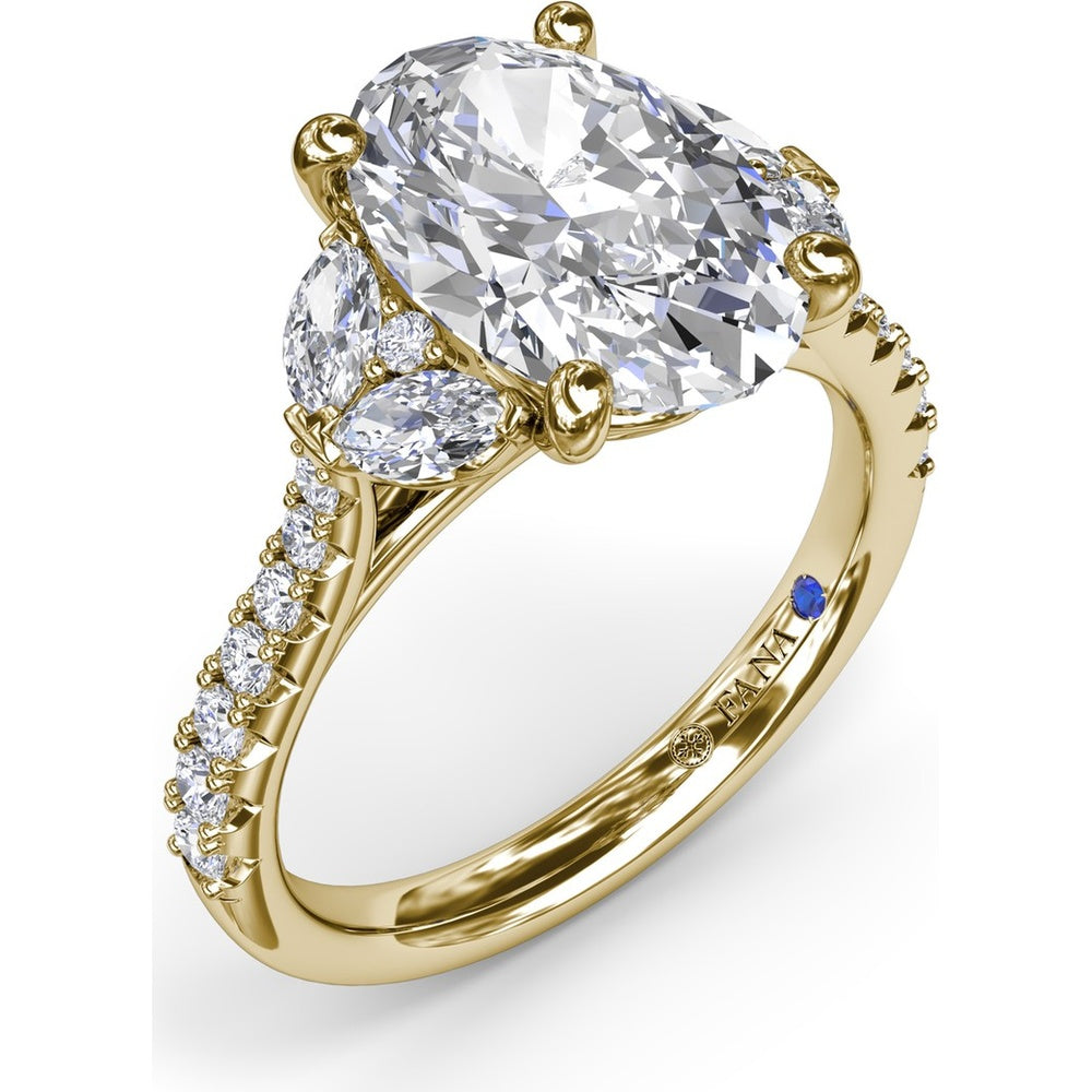 Engagement Ring Setting with Half-Moon Shaped Marquise and Round Diamond Accents by Fana - 0.67 Carat Total Diamond Weight