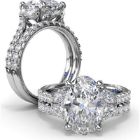 Engagement Ring Setting with Half-Moon Shaped Marquise and Round Diamond Accents by Fana - 0.67 Carat Total Diamond Weight