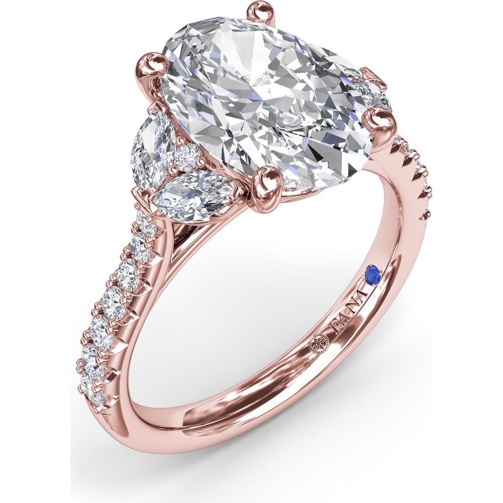 Engagement Ring Setting with Half-Moon Shaped Marquise and Round Diamond Accents by Fana - 0.67 Carat Total Diamond Weight