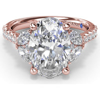 Engagement Ring Setting with Half-Moon Shaped Marquise and Round Diamond Accents by Fana - 0.67 Carat Total Diamond Weight