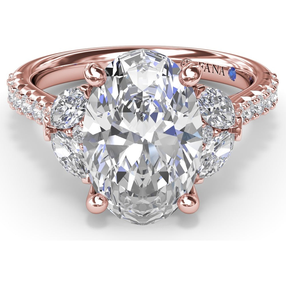 Engagement Ring Setting with Half-Moon Shaped Marquise and Round Diamond Accents by Fana - 0.67 Carat Total Diamond Weight