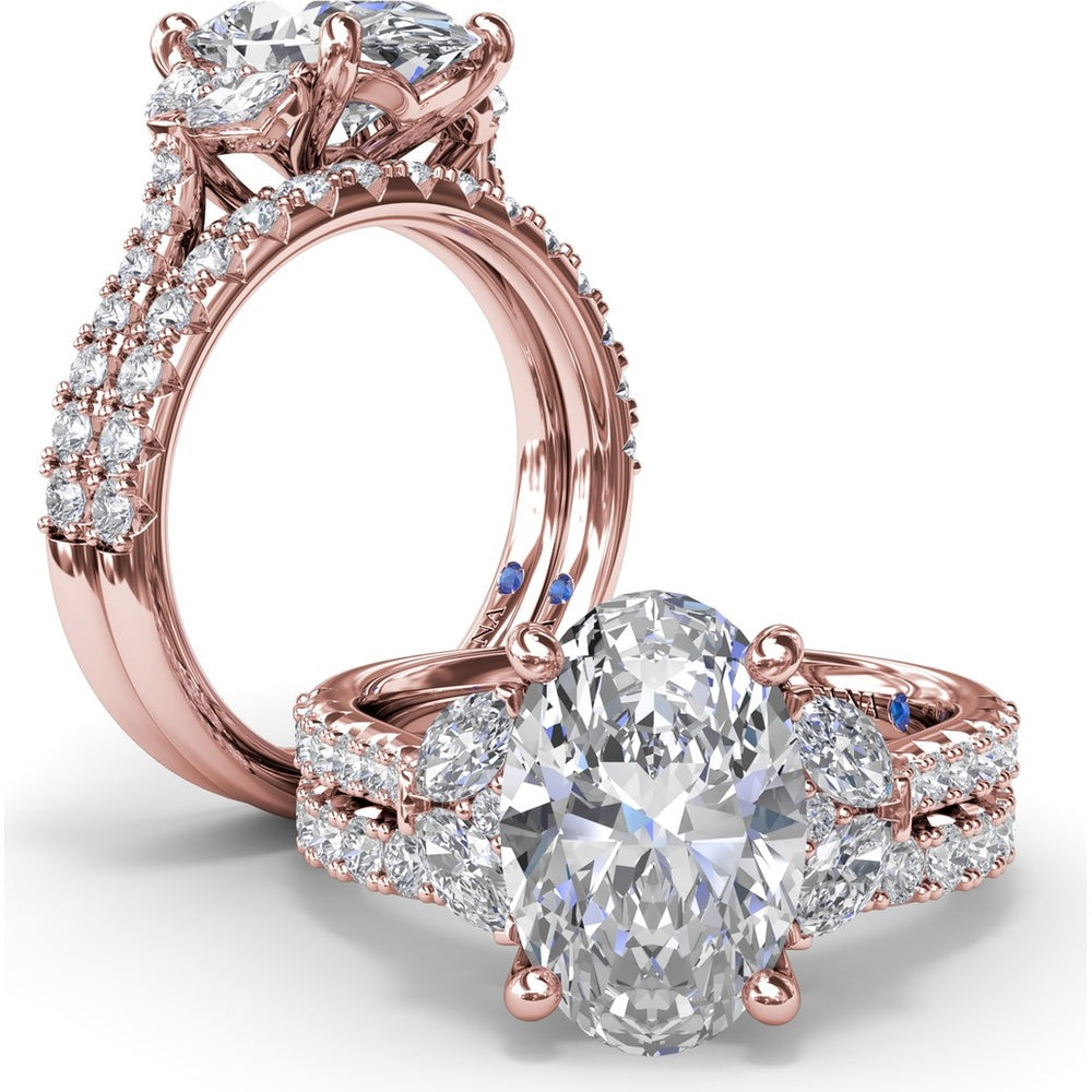 Engagement Ring Setting with Half-Moon Shaped Marquise and Round Diamond Accents by Fana - 0.67 Carat Total Diamond Weight
