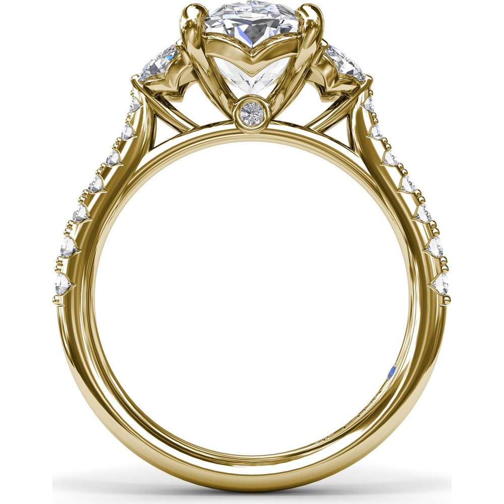 Engagement Ring Setting with Half-Moon Shaped Marquise and Round Diamond Accents by Fana - 0.67 Carat Total Diamond Weight
