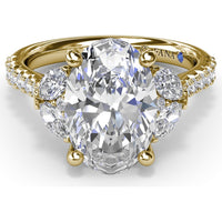 Engagement Ring Setting with Half-Moon Shaped Marquise and Round Diamond Accents by Fana - 0.67 Carat Total Diamond Weight