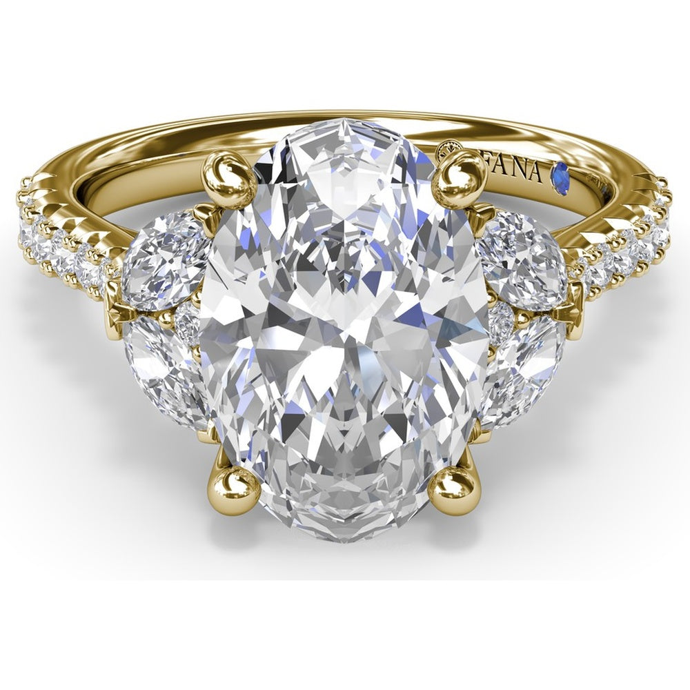 Engagement Ring Setting with Half-Moon Shaped Marquise and Round Diamond Accents by Fana - 0.67 Carat Total Diamond Weight