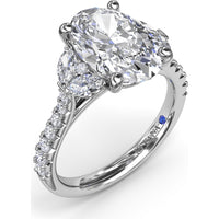 Engagement Ring Setting with Half-Moon Shaped Marquise and Round Diamond Accents by Fana - 0.67 Carat Total Diamond Weight