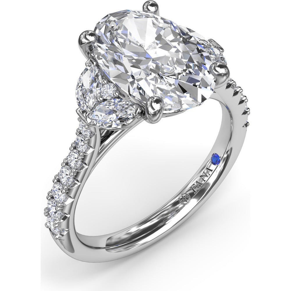 Engagement Ring Setting with Half-Moon Shaped Marquise and Round Diamond Accents by Fana - 0.67 Carat Total Diamond Weight