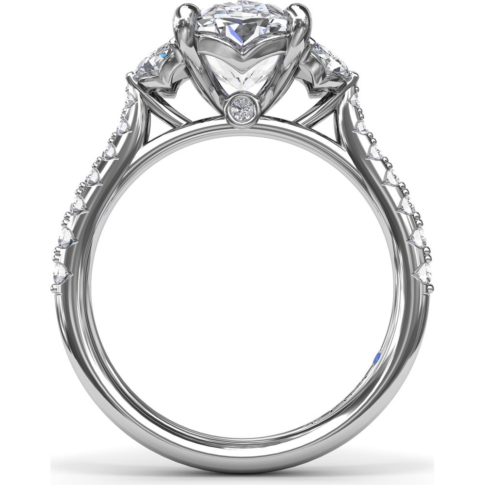 Engagement Ring Setting with Half-Moon Shaped Marquise and Round Diamond Accents by Fana - 0.67 Carat Total Diamond Weight