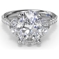 Engagement Ring Setting with Half-Moon Shaped Marquise and Round Diamond Accents by Fana - 0.67 Carat Total Diamond Weight