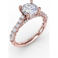 Engagement Ring Setting with Hidden Chevron Pavé Halo and Diamond Gallery Detail by Fana