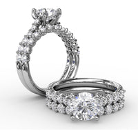 Engagement Ring Setting with Hidden Chevron Pavé Halo and Diamond Gallery Detail by Fana