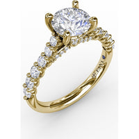 Engagement Ring Setting with Hidden Chevron Pavé Halo and Diamond Gallery Detail by Fana
