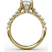 Engagement Ring Setting with Hidden Chevron Pavé Halo and Diamond Gallery Detail by Fana