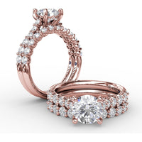Engagement Ring Setting with Hidden Chevron Pavé Halo and Diamond Gallery Detail by Fana
