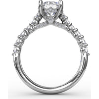 Engagement Ring Setting with Hidden Chevron Pavé Halo and Diamond Gallery Detail by Fana