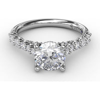 Engagement Ring Setting with Hidden Chevron Pavé Halo and Diamond Gallery Detail by Fana