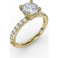 Engagement Ring Setting with Hidden Halo and Pavé Diamond Band by Fana