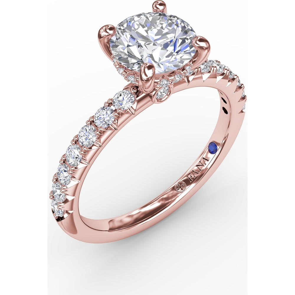 Engagement Ring Setting with Hidden Halo and Pavé Diamond Band by Fana