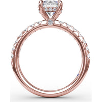 Engagement Ring Setting with Hidden Halo and Pavé Diamond Band by Fana