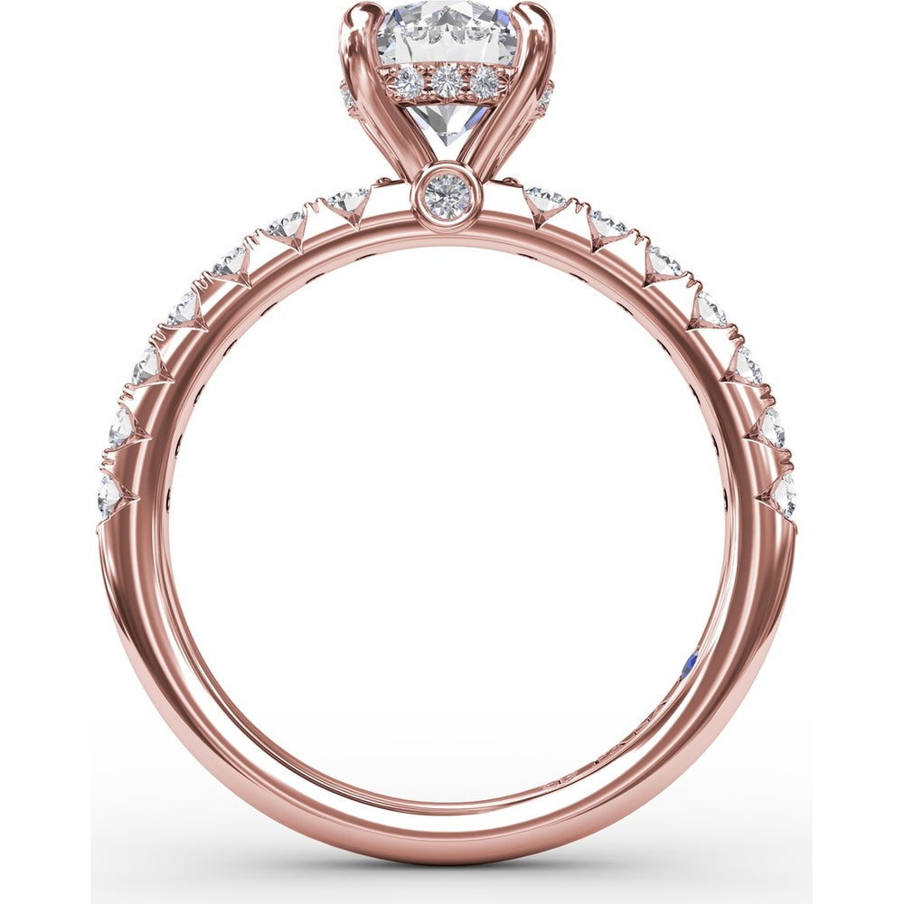 Engagement Ring Setting with Hidden Halo and Pavé Diamond Band by Fana