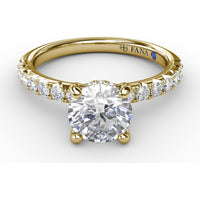 Engagement Ring Setting with Hidden Halo and Pavé Diamond Band by Fana