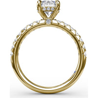 Engagement Ring Setting with Hidden Halo and Pavé Diamond Band by Fana
