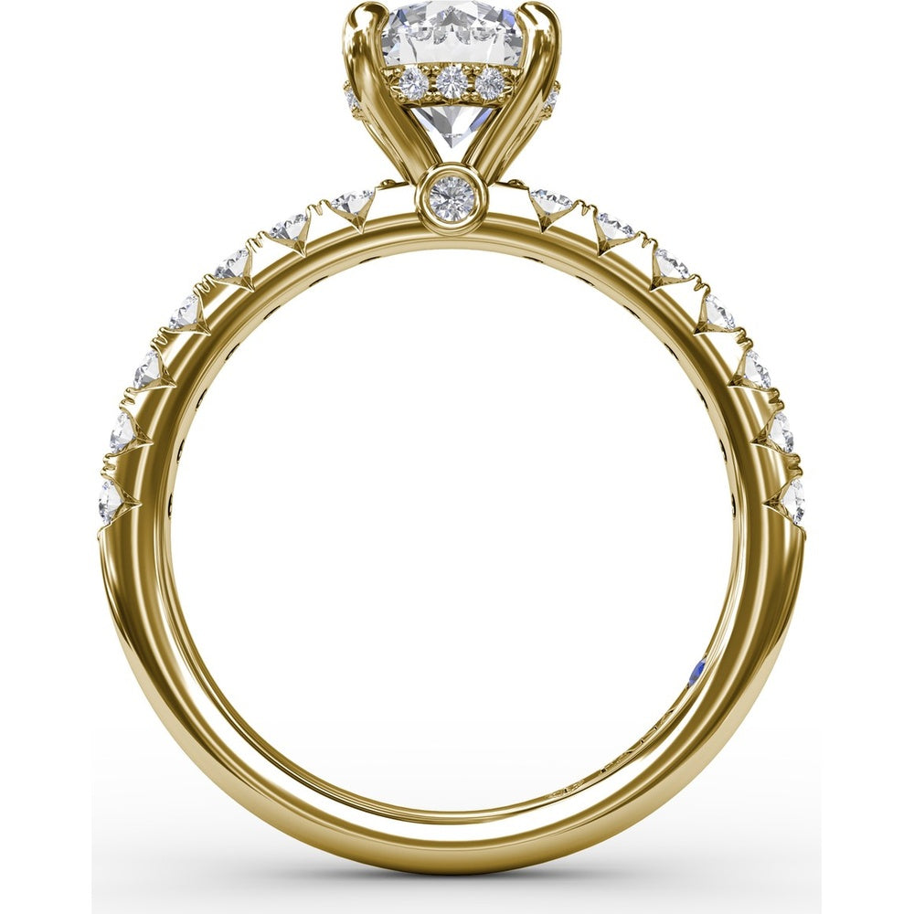 Engagement Ring Setting with Hidden Halo and Pavé Diamond Band by Fana