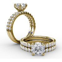 Engagement Ring Setting with Hidden Halo and Pavé Diamond Band by Fana
