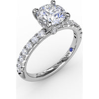 Engagement Ring Setting with Hidden Halo and Pavé Diamond Band by Fana