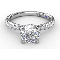 Engagement Ring Setting with Hidden Halo and Pavé Diamond Band by Fana