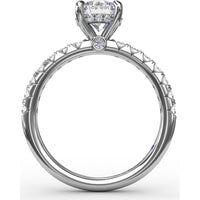 Engagement Ring Setting with Hidden Halo and Pavé Diamond Band by Fana